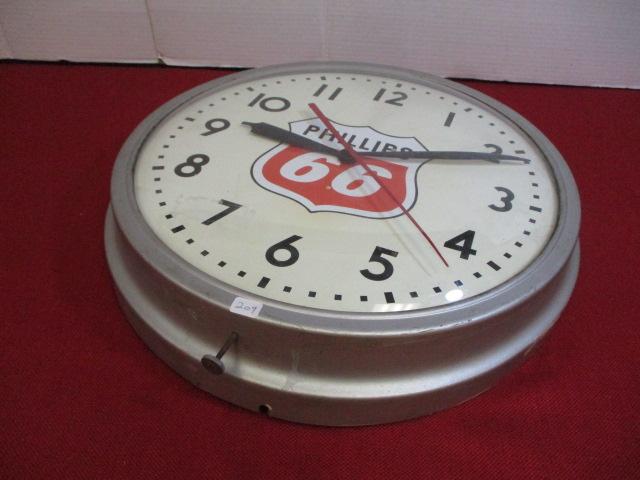 Edward's Co. Norwalk, CT. Glass Faced, Metal Ring Phillip's 66 Clock