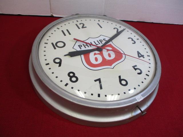 Edward's Co. Norwalk, CT. Glass Faced, Metal Ring Phillip's 66 Clock