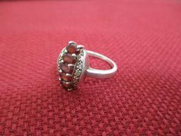Artisan Signed Sterling Silver w/ Ruby Accents Ring