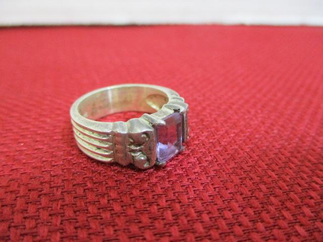Sterling Silver Ring w/ Beautiful Amethyst Center Stone Ring