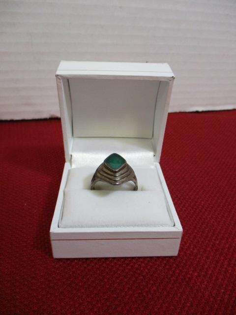 Artisan Designed Pyramid Ring w/ Cabochon Stone