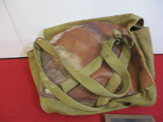 WWII U.S. Marked Horse Gas Mask Bag w/ Bonus Books