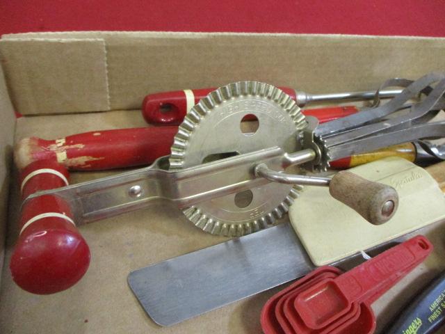 Vintage Red Handled Kitchenware + More