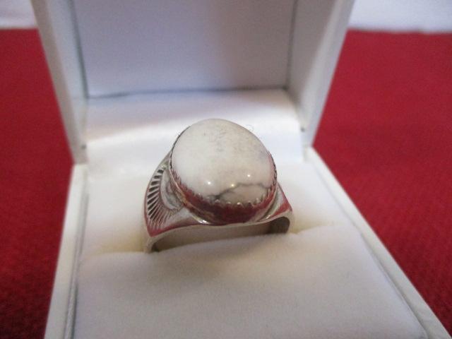 Sterling Silver Artisan Estate Ring with Cabochon