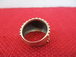 Sterling Silver Artisan Estate Ring with Onyx