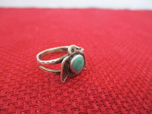 Sterling Silver with Turquoise Thunderbird Estate Ring
