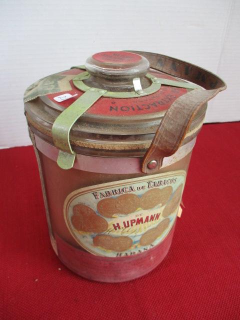 ***Antique H. Upmann Havana, Cuba Original Amethyst Glass Cigar Jar-B