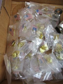 Patriotic Flag Pins & Advertising Shoe Makers