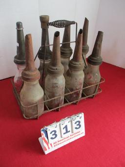 8-Bottle Oil Carrier w/ Bottles & Spouts