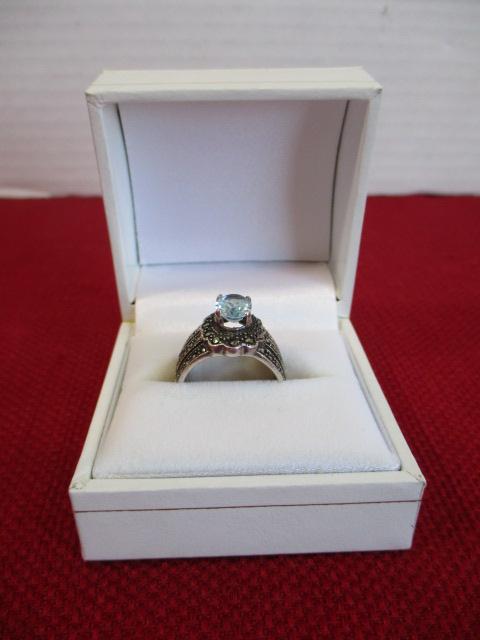Sterling Silver with Blue Topaz Estate Ring