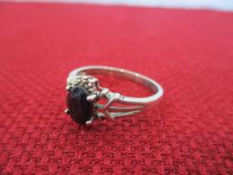 Sterling Silver with Deep Ruby Estate  Ring