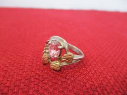 Sterling Silver with Pink Topaz Estate Ring and 12k Gold