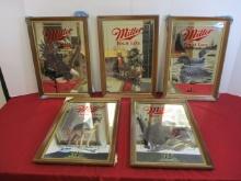 Miller Wildlife Series 2 Advertising Mirrors-Lot of 5 (Missing Trout Mirror)