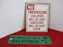 Pair of Novelty Tin Signs
