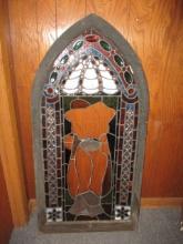 *Early Stained Glassed Arched Panel