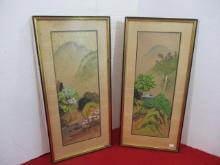 Pair of Chinese Silk Screen Prints