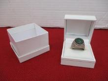 Sterling Silver Artisan Designed Men's Estate Ring with Cabochon