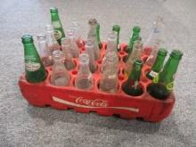 Mixed Collectible Bottles in Coca-Cola Crate