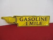 Gasoline One Mile Embossed Metal Sign