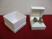 Sterling Silver Ladies Estate Rings with Mother of Pearl Inlay