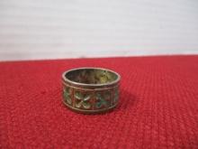 Sterling Silver Celtic Style Ring With 4 Leaf Clovers
