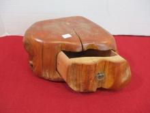 Cedar Carved Wooden One 1-Drawer Cabinet