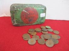 Early Lucky Strike Container Full of Indianhead Pennies (26)