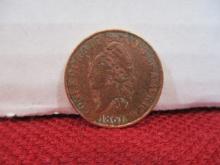 1861 One Cent Matron Head U.S. Coin