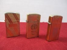 Zippo Vintage Slim Lighters-Lot of 3-A