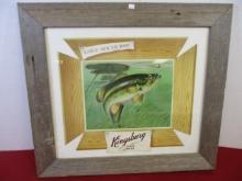 Early Kingsbury Breweries Die Cut Largemouth Bass Advertising Framed
