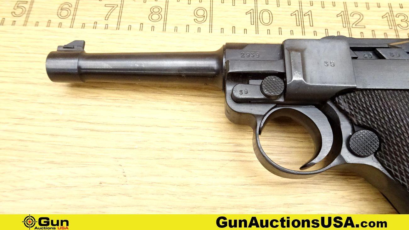 MAUSER LUGER 9MM LUGER Pistol. Very Good. 4" Barrel. Shiny Bore, Tight Action Semi Auto Features Dar