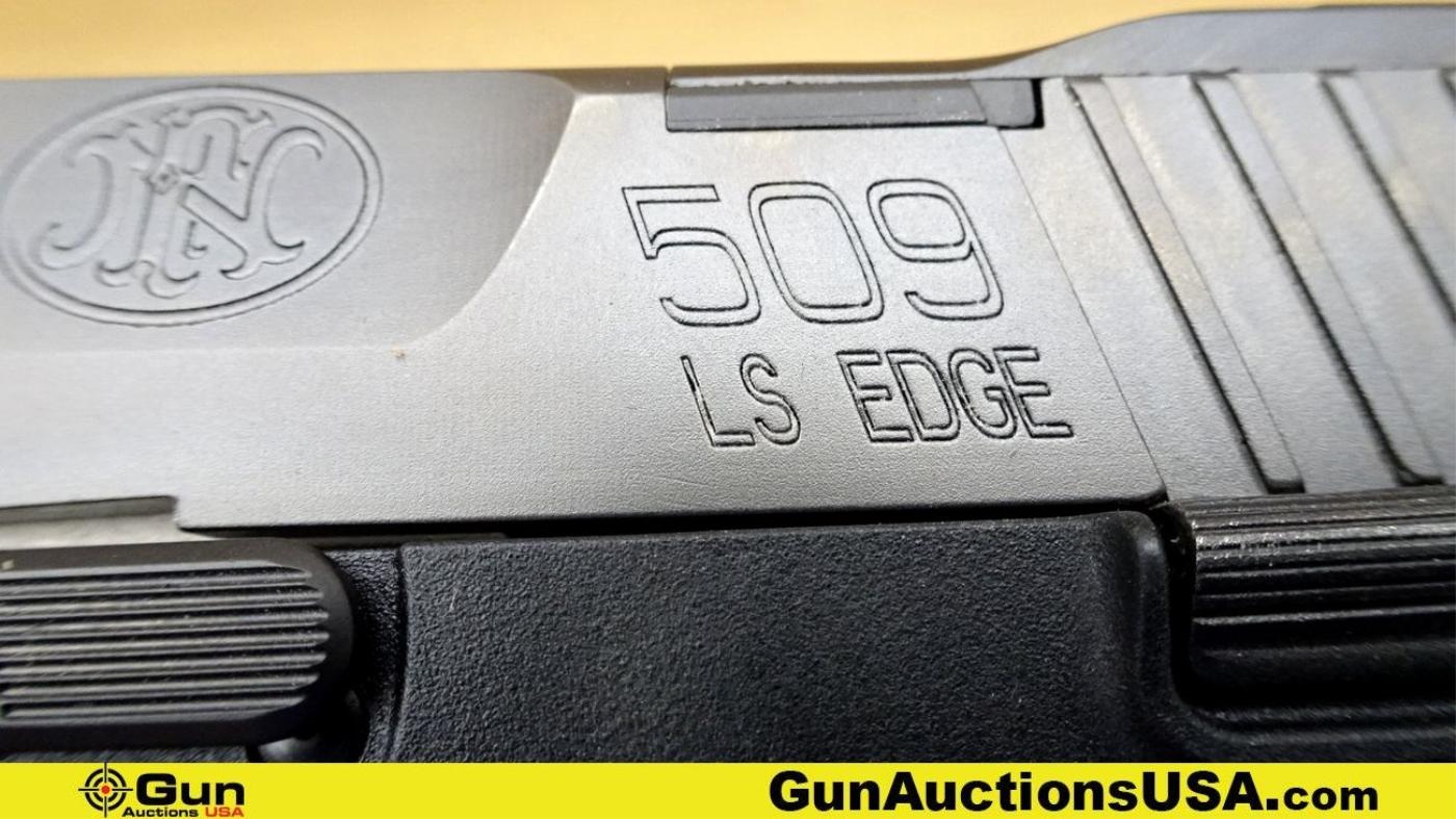 FN 509 LS EDGE 9MM Pistol. Excellent. 5" Barrel. Shiny Bore, Tight Action Semi Auto Features a Green