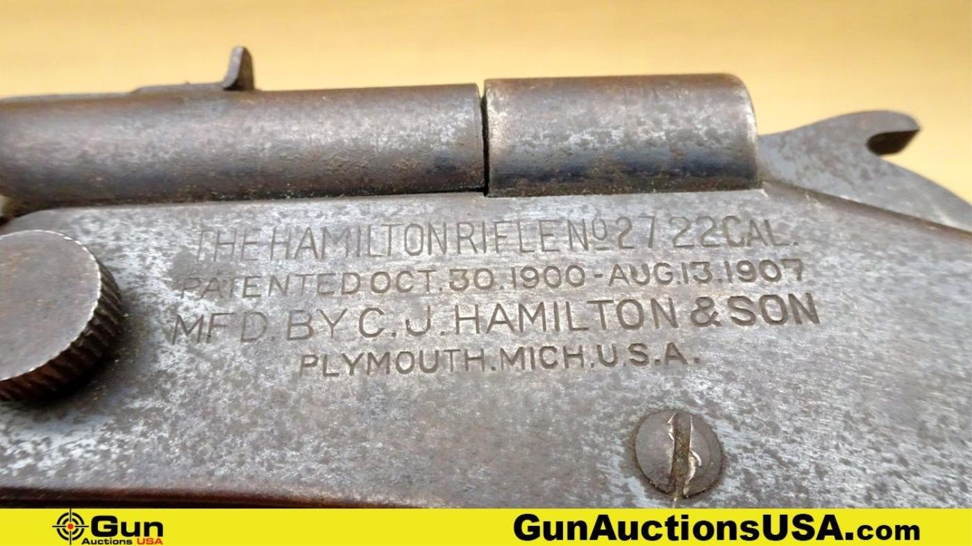 C.J. HAMILTON & SON THE HAMILTON RIFLE No 27 .22 CAL Rifle. Good Condition. 15" Barrel. Shootable Bo