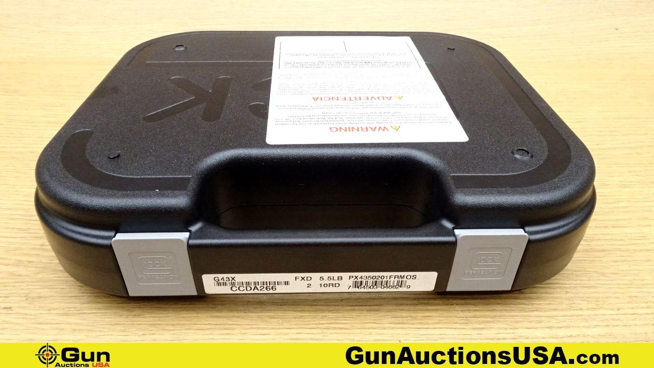 Glock 43X 9X19 PERFECT CONCEAL Pistol. NEW in Box. 3.25" Barrel. Semi Auto Features a White Dot Fron