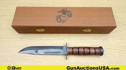 K-BAR Knife. Like New. 6 7/8" Blade, 12" Overall, U.S. MC K-BAR 200th Anniversary Presentation Knife