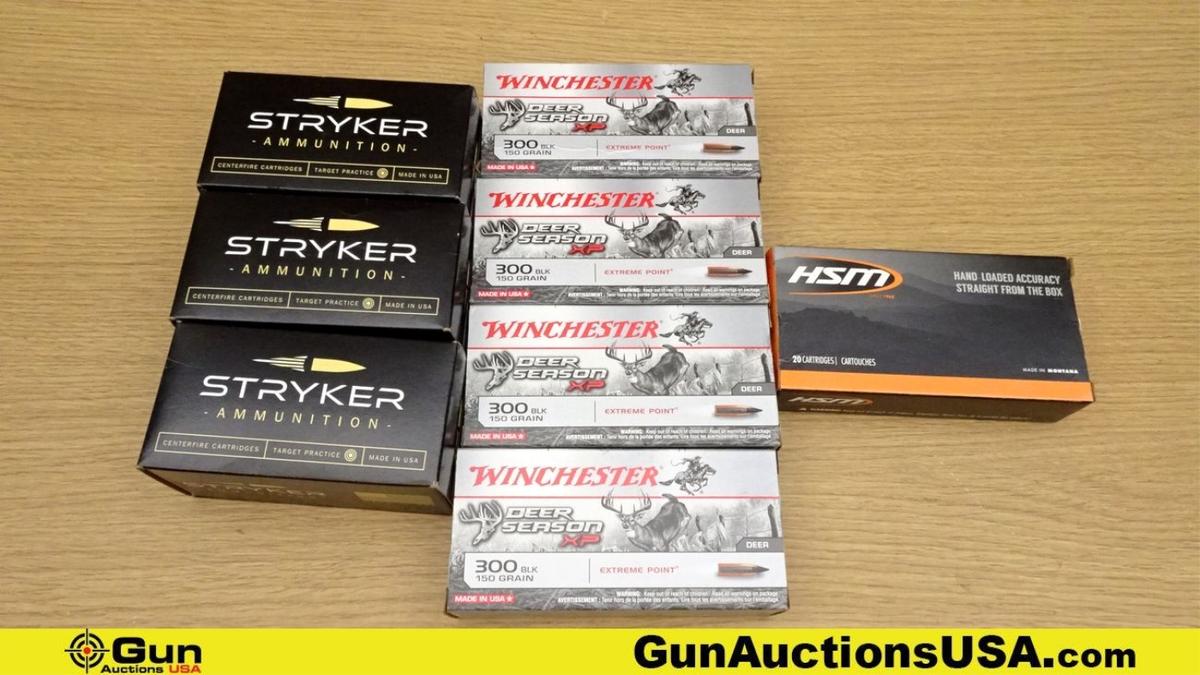 Winchester, HSM, Stryker Ammunition .300 BLACK OUT Ammo. 250 Rds. in Total ; 20 Rds.- HSM 220 Gr Sie