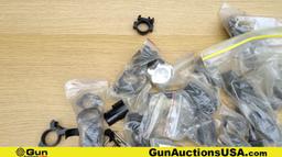 Scope Rings, Etc. . Good Condition. Lot of 92; 40 Scope Rings Sets, 50 Individual Assorted Scope Rin