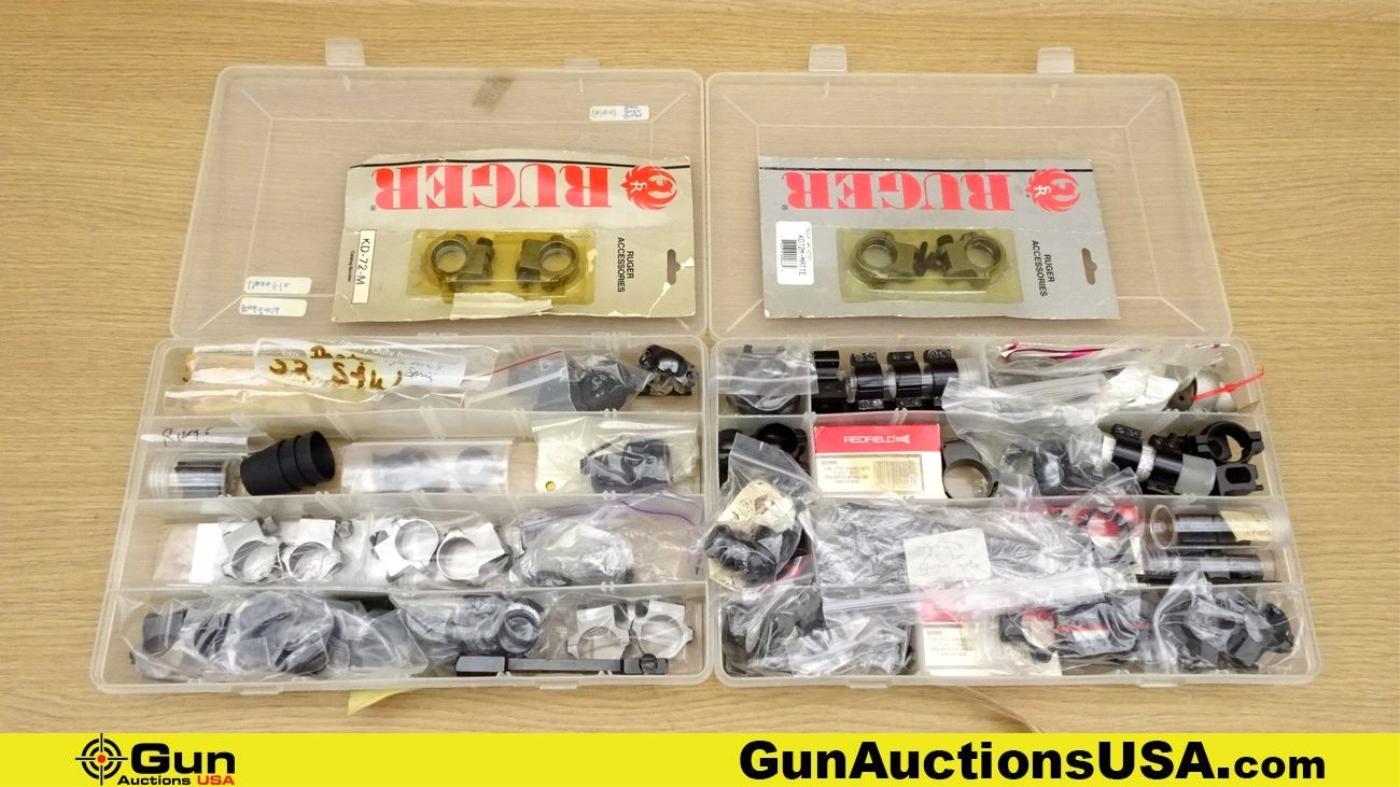 Ruger, Redfield, Etc. Scope Rings, Mounts, Etc.. Assorted Scope Rings, Mounts & Other Accessories..