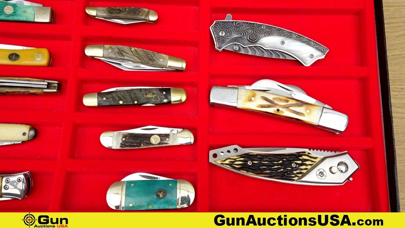 Whitetail Cutlery, Steel Warrior, Tech, Etc. Knives. Excellent. Lot of 30; Pocket Knives in Display