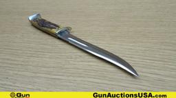 Case COLLECTOR'S Knife. Good Condition. Small Hunting Knife, with Stag Handles Metal Pummel, and Cur