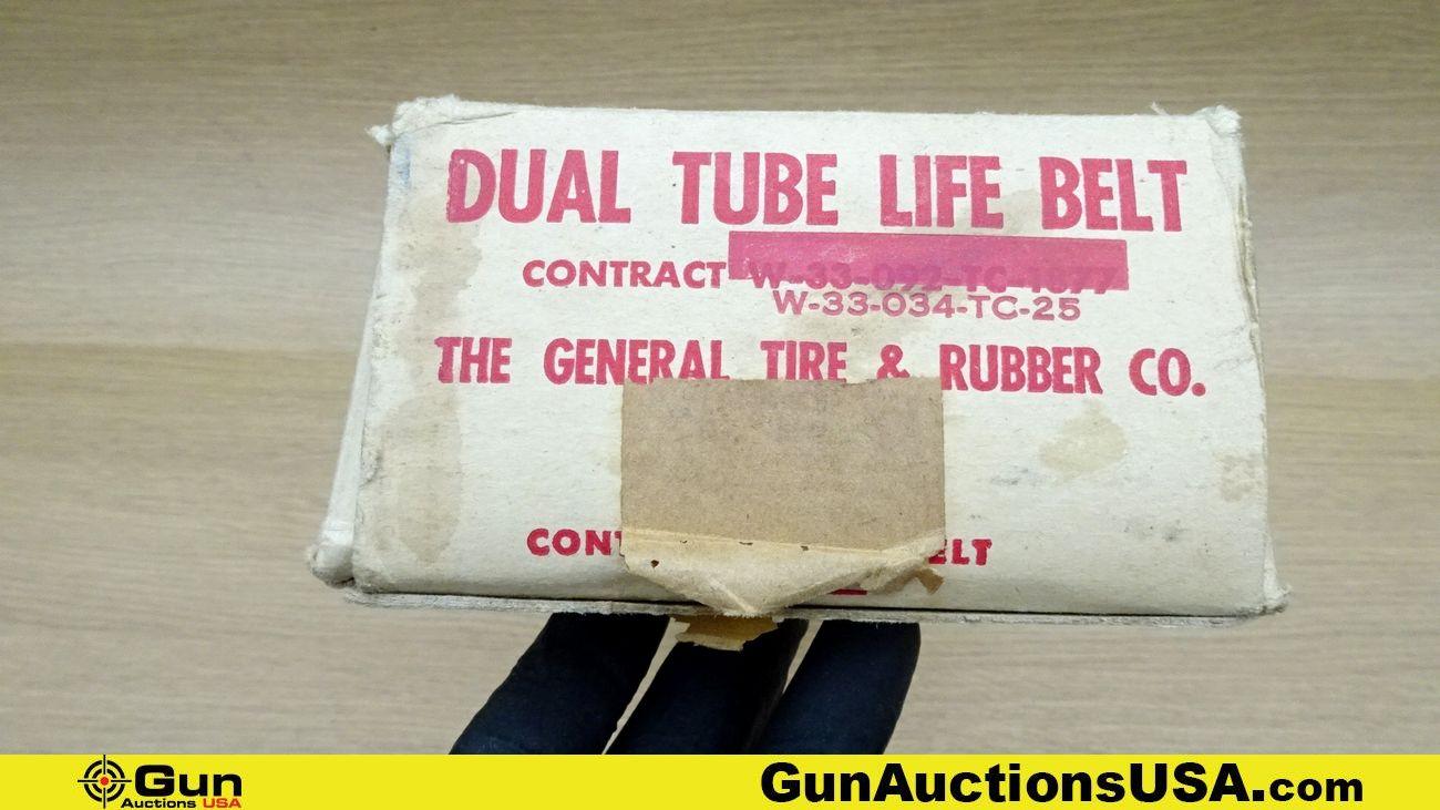 Military Surplus Life Belt . Very Good. WWII Dual Tube Life Belt in Original Belt. Very Good Conditi