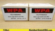 WPA 9mm Ammo. 1000 Rounds 9mm 115 Grain FMJ.. (71123) (GSCV60)