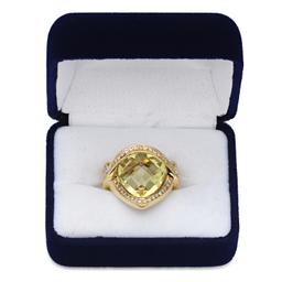 18K Yellow Gold Setting with 10.0ct Quartz and 0.70ct Diamond Ladies Ring