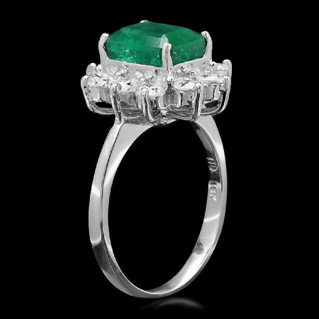 14K White Gold 2.32ct Emerald and 1.13ct Diamond Ring
