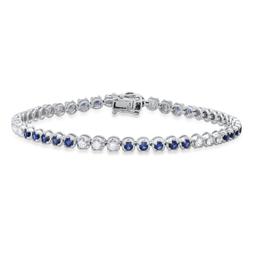 14K White Gold 2.54ct Sapphire and 1.28ct Diamond Bracelet