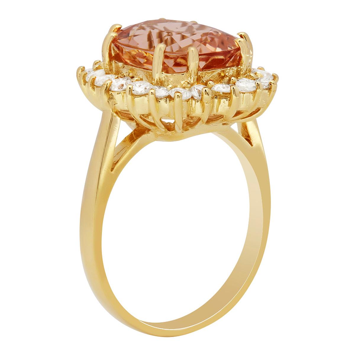 14k Yellow Gold 4.55ct Morganite 0.85ct Diamond Ring