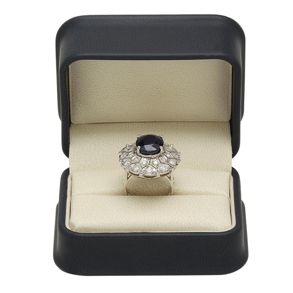 14K White Gold 8.99ct Sapphire and 1.79ct Diamond Ring