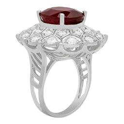 14K Gold 10.51ct Ruby and 1.76ct Diamond Ring