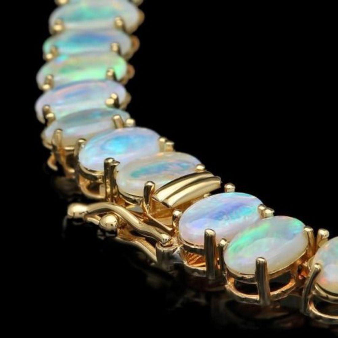 14K Yellow Gold 36.18ct Opal and 1.37ct Diamond Necklace