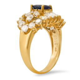 18K Yellow Gold Setting with 1.19ct Sapphire and 1.82ct Diamond Ladies Ring